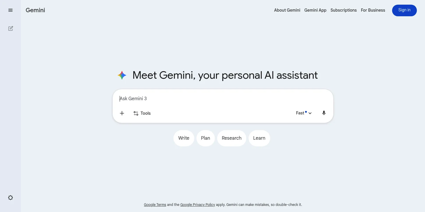 Google Gemini Interface 2026