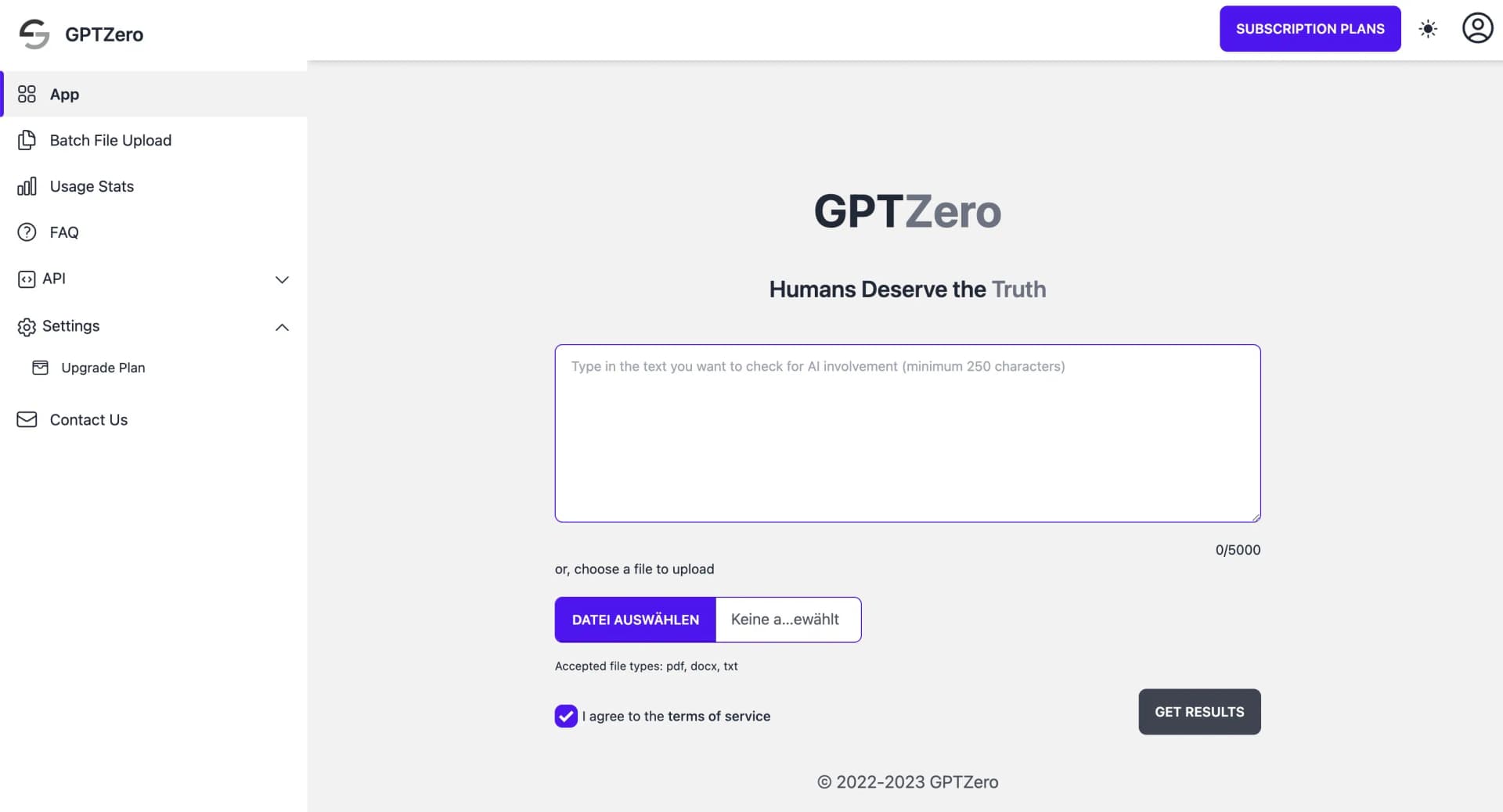 GPTZero KI-Content-Detektor zur Erkennung von KI-generierten Texten