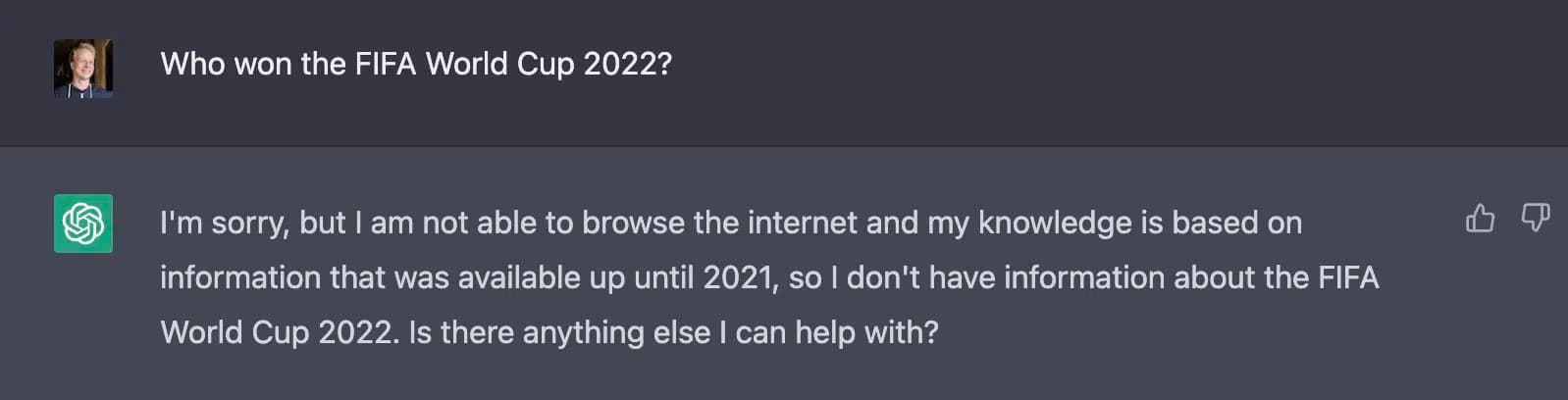 ChatGPT bietet keine Daten vor 2021