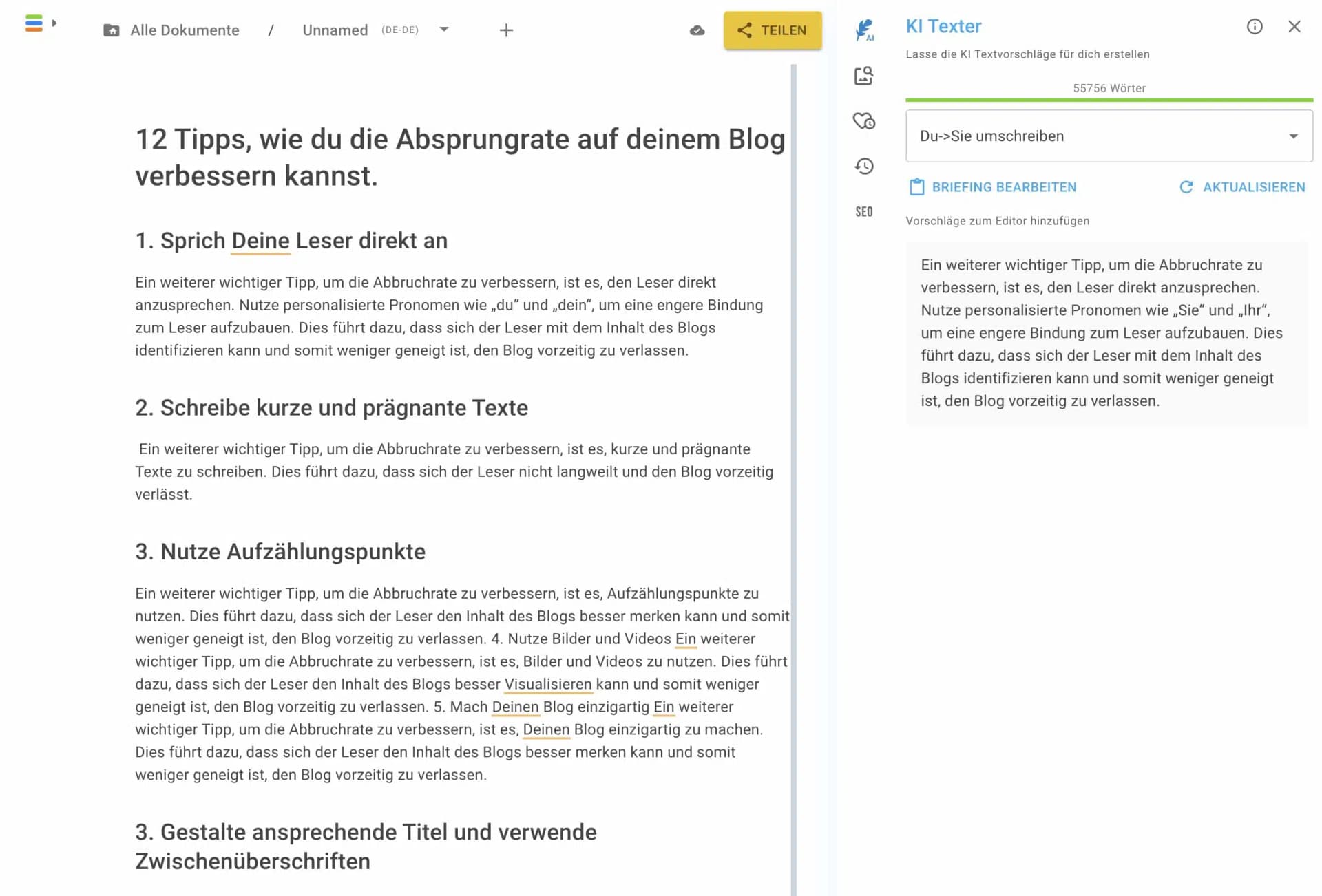 KI-Texter von Neuroflash