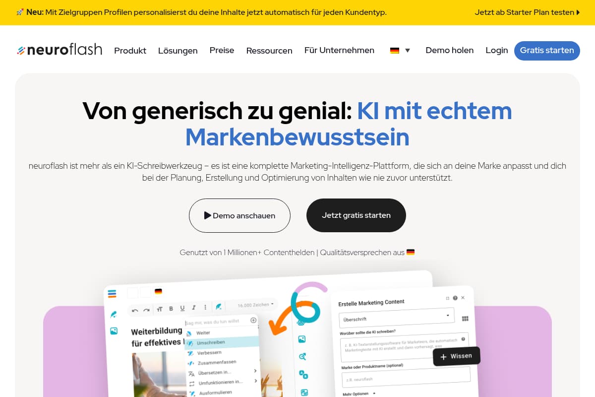 Neuroflash AI chatbot interface