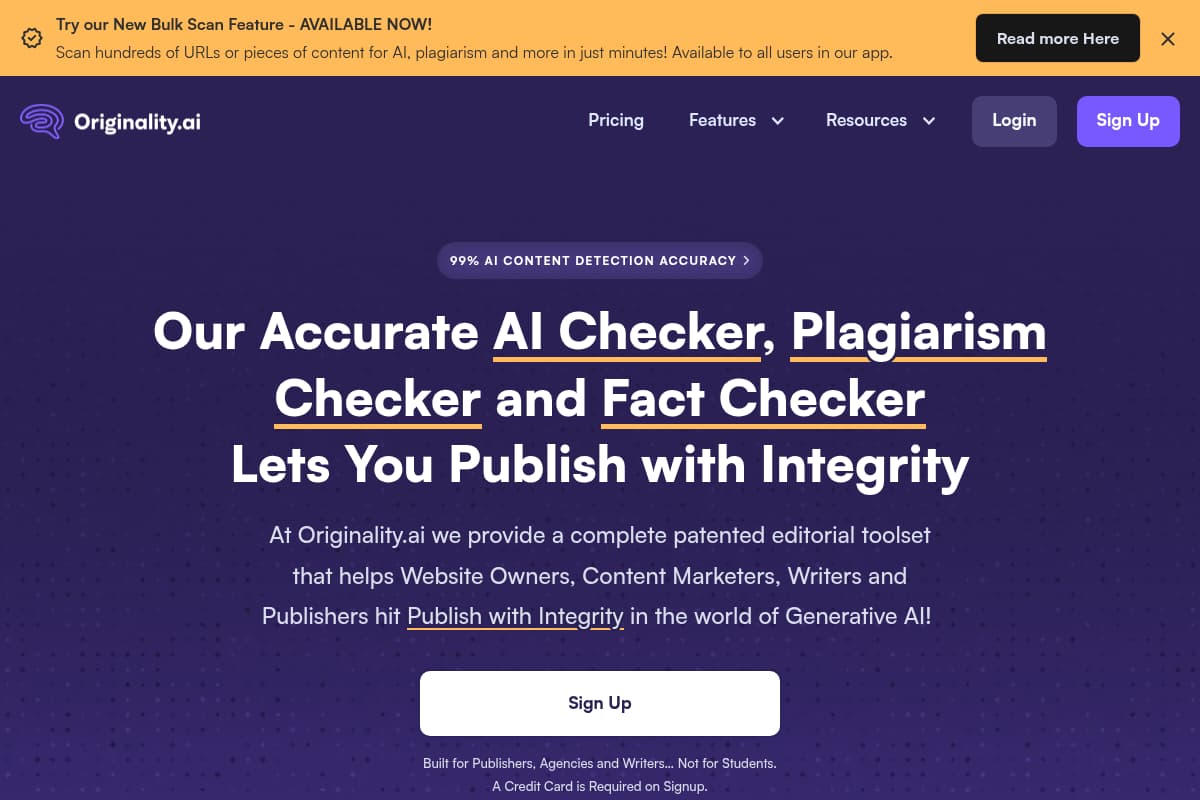 Originality.ai - Plagiarism Checker and AI Detector