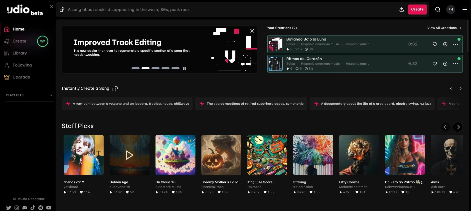 Udio AI music generator