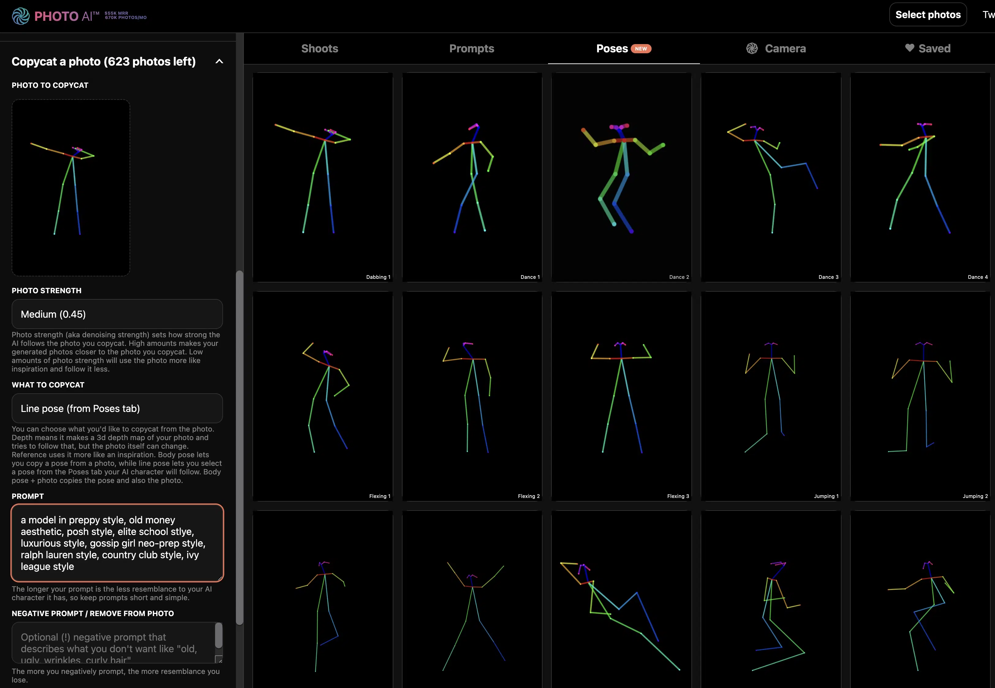 Photo AI selection of different poses for portraits