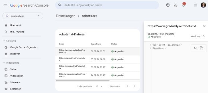 robots.txt-Tester in der Google Search Console